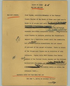 Primary view of object titled '[News Script: March of Dimes]'.