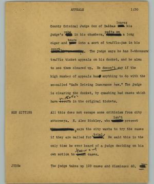 Primary view of object titled '[News Script: Appeals]'.