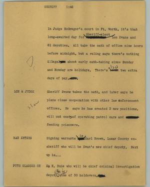Primary view of object titled '[News Script: Sheriff]'.