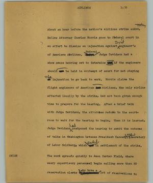 Primary view of object titled '[News Script: Airlines]'.