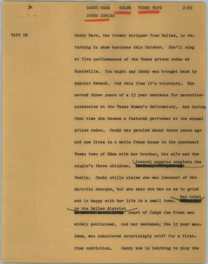 Primary view of object titled '[News Script: Candy Barr]'.