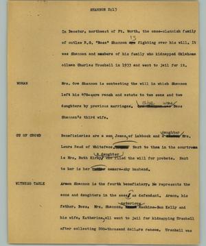 Primary view of object titled '[News Script: Shannon]'.