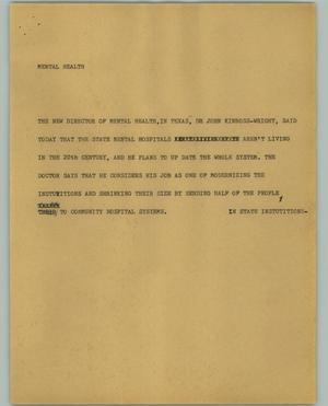 Primary view of object titled '[News Script: Mental health]'.