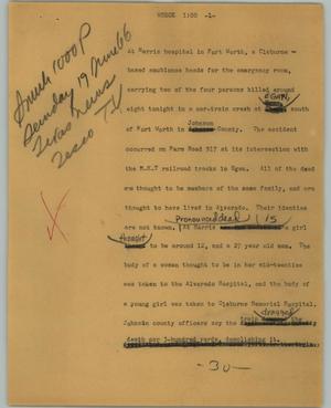 Primary view of object titled '[News Script: Wreck]'.