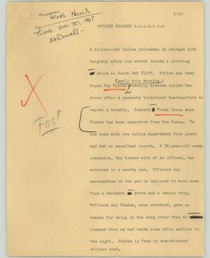 Primary view of object titled '[News Script: Officer charged]'.