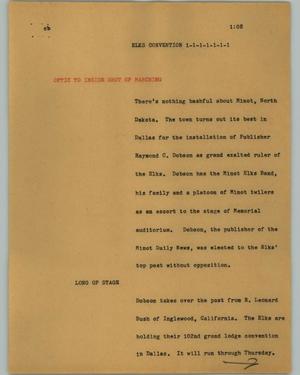 Primary view of object titled '[News Script: Elks convention]'.