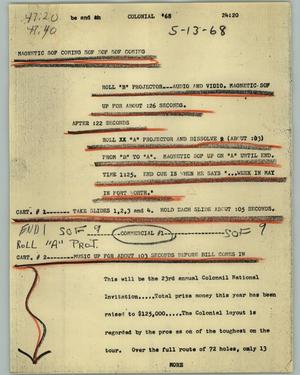 Primary view of object titled '[News Script: Colonial 68]'.