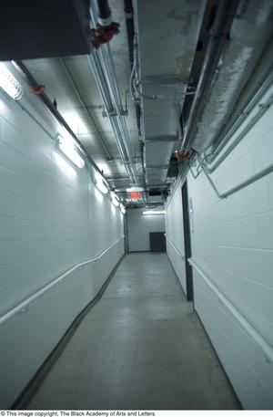 Primary view of object titled '[Empty Backstage Hallway]'.