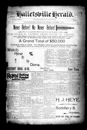 Primary view of object titled 'Halletsville Herald. (Hallettsville, Tex.), Vol. 25, No. 46, Ed. 1 Thursday, October 1, 1896'.