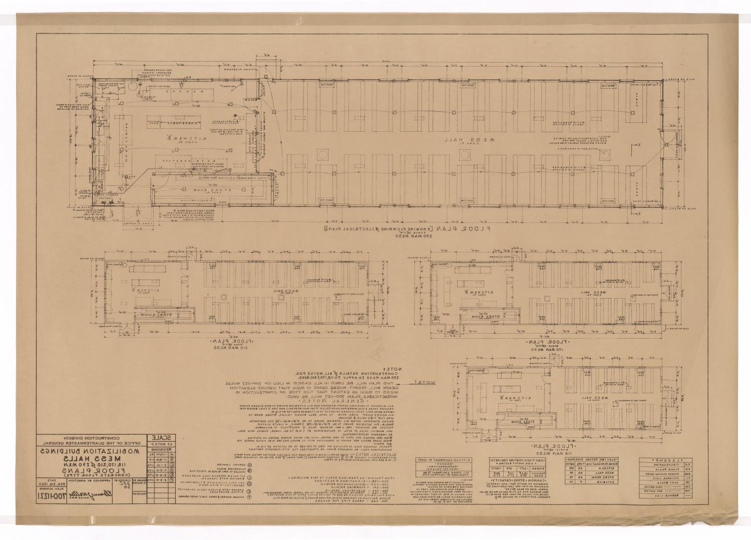 Army Mobilization Buildings Mess Hall Floor Plans Part
