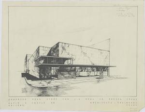 Primary view of object titled 'Drug Store, Odessa, Texas: Outside Entrance Rendering'.