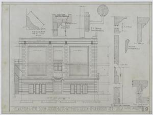 Plans For A Nine Room School Building With Auditorium At Grandbury, Texas: Left End Elevation