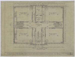 Plans For A Nine Room School Building With Auditorium At Grandbury, Texas: Plan of Second Floor