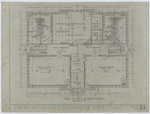 Plans For A Nine Room School Building With Auditorium At Grandbury, Texas: Plan of First or Ground Floor