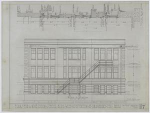 Plans For A Nine Room School Building With Auditorium At Grandbury, Texas: Rear Elevation
