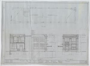 Primary view of object titled 'First National Bank, Munday, Texas: Roof Plan & Elevation Renderings'.