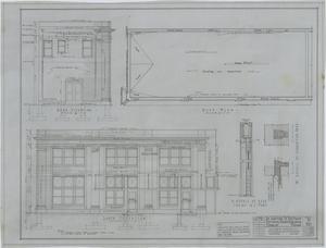 Primary view of object titled 'First National Bank Building, Hamlin, Texas: Roof Plan & Elevation Renderings'.