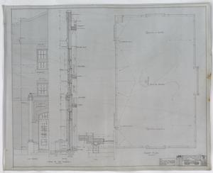 Primary view of object titled 'Plans For Tahoka High School, Tahoka, Texas: Roof Plan & Side Entrance'.