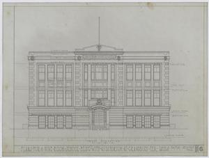 Plans For A Nine Room School Building With Auditorium At Grandbury, Texas: Front Elevation