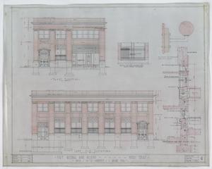 Primary view of object titled 'First National Bank, Pecos, Texas: Front & Left Elevations'.
