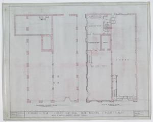 Primary view of object titled 'First National Bank, Pecos, Texas: Basement & First Floor Plans'.