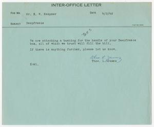 [Inter-Office Letter from Thos. L. James to D. W. Kempner, April 2, 1948]