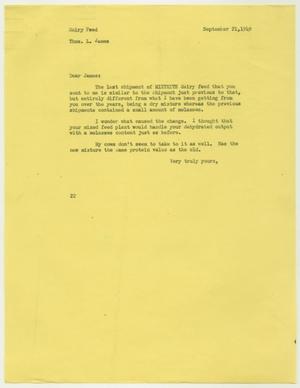 [Letter from D. W. Kempner to T. L. James, September 21, 1949]