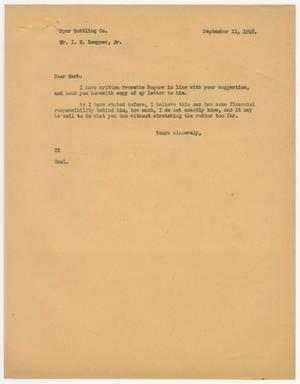 [Letter from D. W. Kempner to I. H. Kempner, Jr., September 11, 1948]