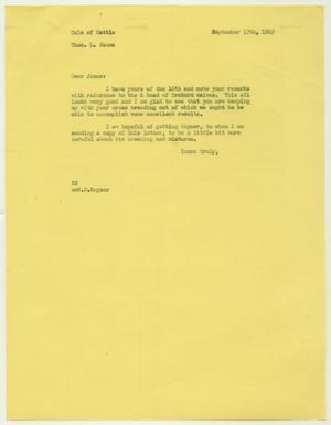 [Letter from D. W. Kempner to T. L. James, September 17, 1949]