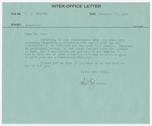 [Letter from T. L. James to D. W. Kempner, December 14, 1949]