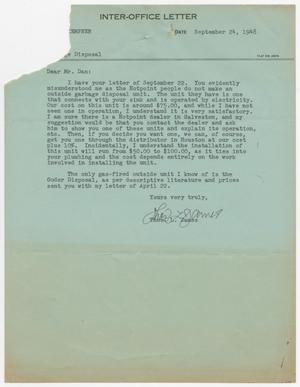 [Letter from T. L. James to D. W. Kempner, September 24, 1948]