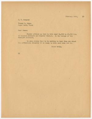 [Letter from D. W. Kempner to Thomas L. James, February 20, 1948]