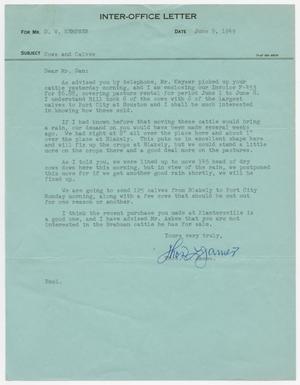 [Letter from T. L. James to D. W. Kempner, June 9, 1949]