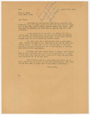 [Letter from D. W. Kempner to Thos. L. James, April 27, 1948]