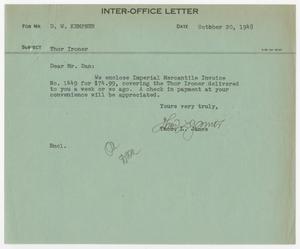 [Letter from T. L. James to D. W. Kempner, October 20, 1948]