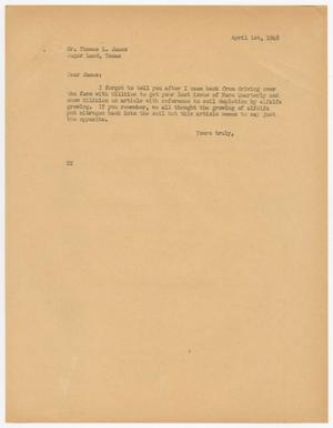 [Letter from D. W. Kempner to Thomas L. James, April 1, 1948]
