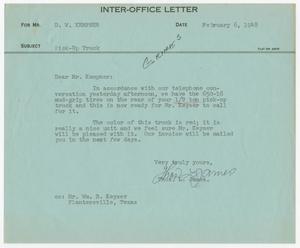 [Letter from T. L. James to D. W. Kempner, February 6, 1948]
