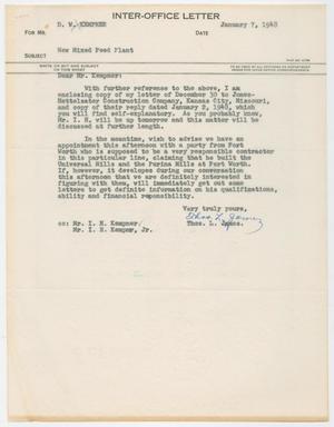 [Letter from T. L. James to D. W. Kempner, January 7, 1948]