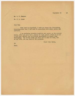 [Letter from D. W. Kempner to T. L. James, September 23, 1948]