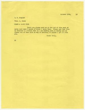 [Letter from D. W. Kempner to T. L. James, October 12, 1949]