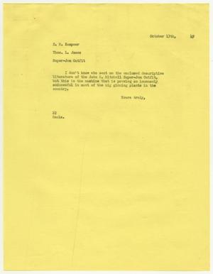 [Letter from D. W. Kempner to T. L. James, October 13, 1949]