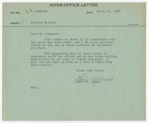 [Inter-Office Letter from T. L. James to D. W. Kempner, March 26, 1948]