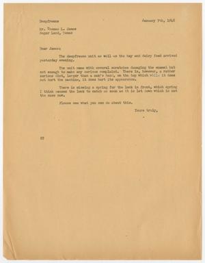 [Letter from D. W. Kempner to Thomas L. James, January 9, 1948]