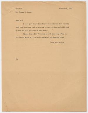 [Letter from D. W. Kempner to Thomas L. James, November 6, 1947]