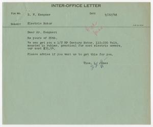 [Letter from T. L. James to D. W. Kempner, September 22, 1948]