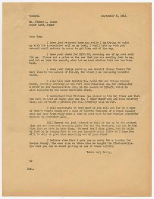 Primary view of object titled '[Letter from D. W. Kempner to Thomas L. James, September 8, 1948]'.