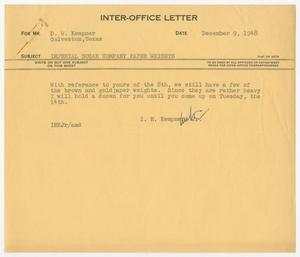 [Letter from I. H. Kempner, Jr., to D. W. Kempner, December 9, 1948]