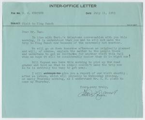[Letter from T. L. James to D. W. Kempner, July 11, 1949]