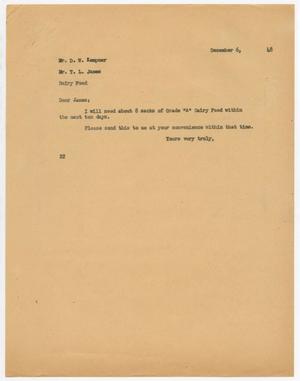 [Letter from D. W. Kempner to T. L. James, December 6, 1948]