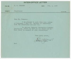 [Letter from T. L. James to D. W. Kempner, February 3, 1948]